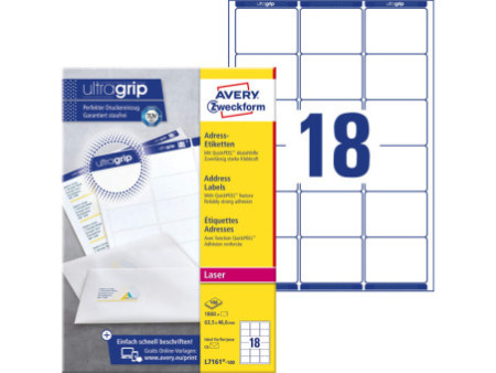 AVERY Zweckform QuickPEEL Etiquette d'adresse, 63,5 x 46,6mm