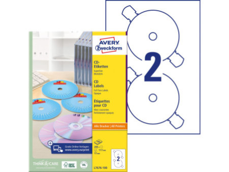 AVERY Zweckform Etiquette CD/DVD SuperSize, blanc, mat