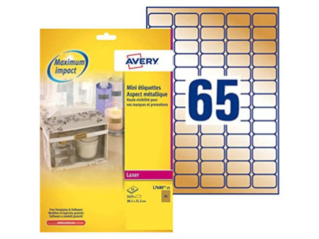 AVERY Mini étiquettes, 38,1 x 21,2 mm, or