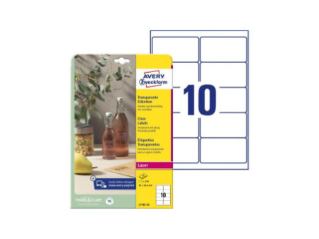 AVERY Zweckform Crystal Clear Etiquette, 96 x 50,8 mm
