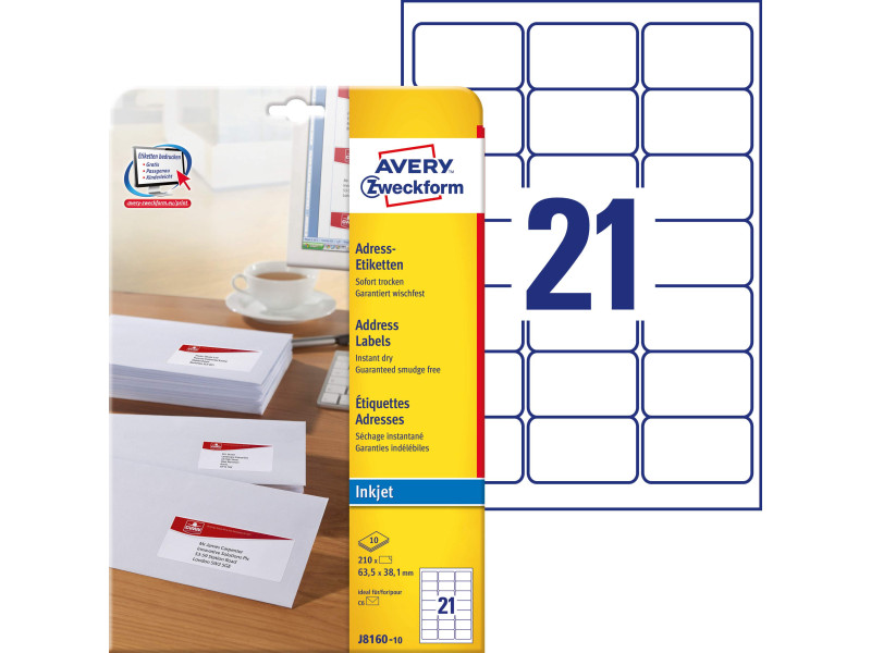 AVERY Zweckform Etiquette d'adresse jet encre,63,5 x 38,1 mm