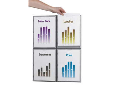 PAPERFLOW Cadre mural Info, A4, couleur: gris aluminium