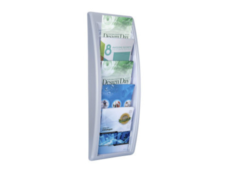 PAPERFLOW Porte-brochures mural Quick fit, A5, gris alu