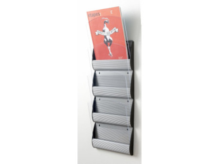 PAPERFLOW Porte-brochures mural Integral, A4, gris alu