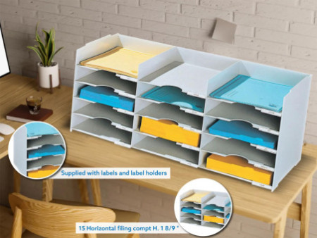 PAPERFLOW Station de tri Formularbox, 15 compartiments, gris