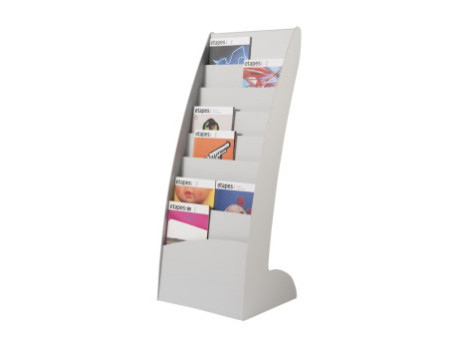PAPERFLOW Porte-prospectus Courbo, 8 casiers, gris