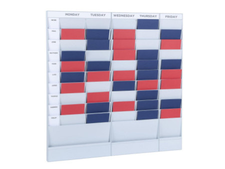 PAPERFLOW Planificateur de bureau mural, 10 casiers, gris