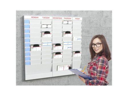 PAPERFLOW Planificateur de bureau mural, 10 casiers, gris