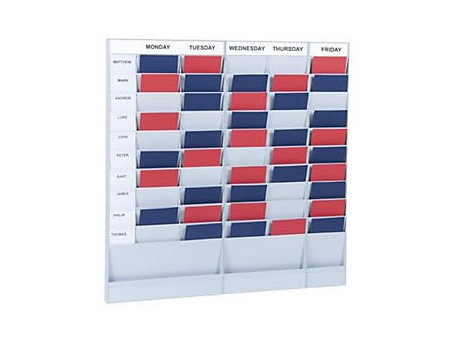 PAPERFLOW Planificateur de bureau mural, 20 casiers, gris