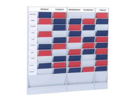 PAPERFLOW Planificateur de bureau mural, 20 casiers, gris