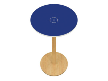 PAPERFLOW Table haute Woody, diam. 600 mm, bleu/hêtre
