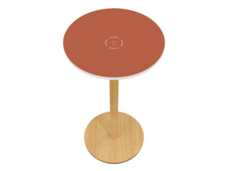 PAPERFLOW Table haute Woody, diam. 600 mm, rouge/hêtre