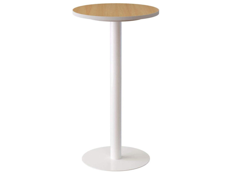 PAPERFLOW Table haute easyDesk, diam. 600 mm, hêtre / blanc