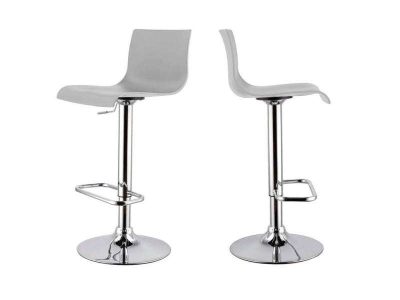 PAPERFLOW Chaise de bar 'SACRAMENTO', ensemble de 2, gris