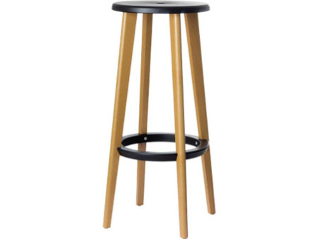 PAPERFLOW Tabouret de bar 'WOODY', set de 2, noir