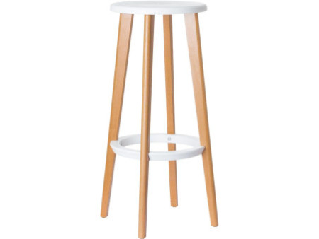 PAPERFLOW Tabouret de bar 'WOODY', set de 2, blanc
