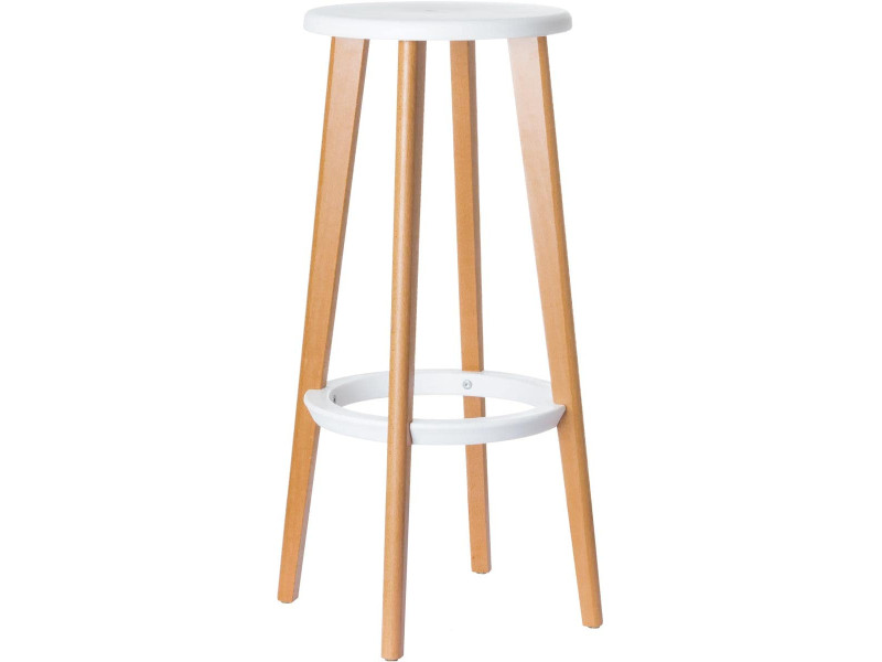 PAPERFLOW Tabouret de bar 'WOODY', set de 2, blanc