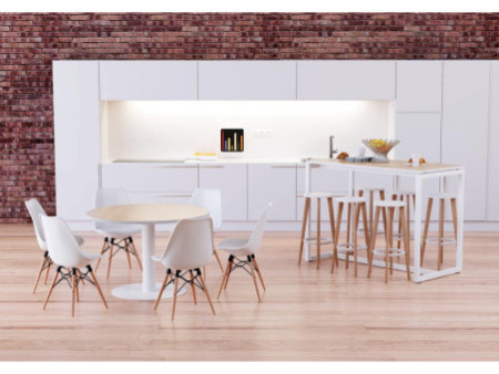 PAPERFLOW Tabouret de bar 'WOODY', set de 2, blanc