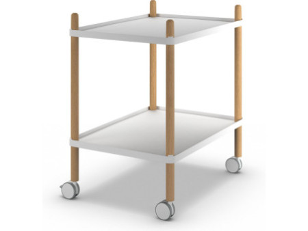 PAPERFLOW Chariot de bureau, 2 étagères, blanc / hêtre