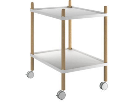 PAPERFLOW Chariot de bureau, 2 étagères, blanc / hêtre