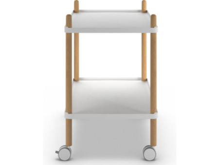 PAPERFLOW Chariot de bureau, 2 étagères, blanc / hêtre