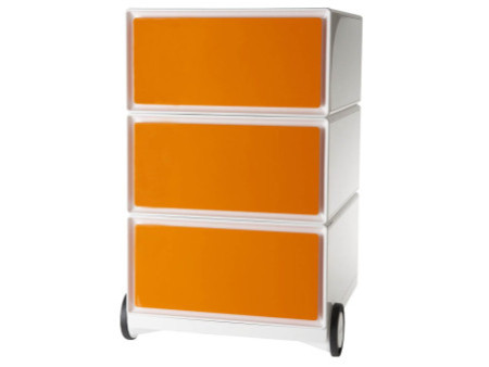 PAPERFLOW Caisson mobile 'easyBox', 3 tiroirs, blanc/orange