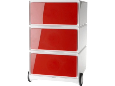 PAPERFLOW Caisson mobile 'easyBox', 3 tiroirs, blanc / rouge