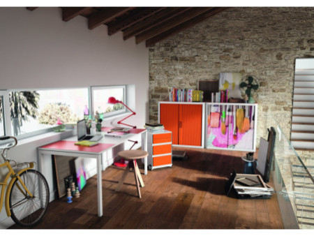 PAPERFLOW Caisson mobile 'easyBox', 4 tiroirs, blanc/orange