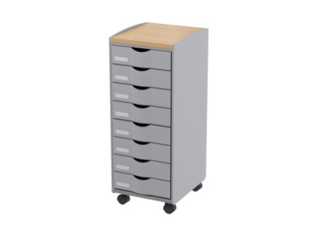 PAPERFLOW Desserte, 8 tiroirs, gris / hêtre