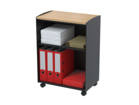 PAPERFLOW Desserte, 2 compartiments, noir / hêtre