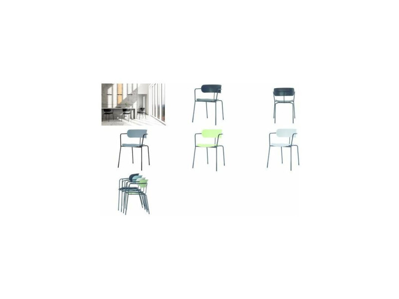 PAPERFLOW Chaise visiteur BISTRO, set de 4, vert