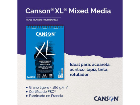 CANSON Bloc de dessin XL MIXED MEDIA, A4