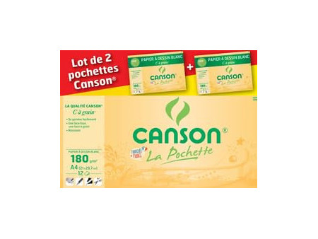 CANSON Papier à dessin 'C' à grain, A4, lot de 2