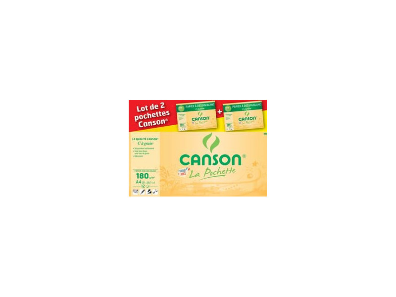 CANSON Papier à dessin 'C' à grain, A4, lot de 2
