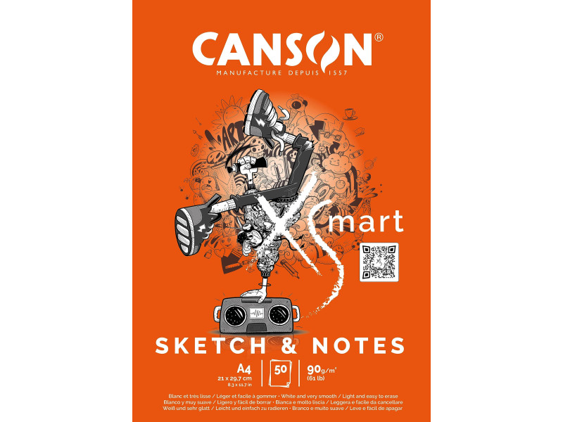 CANSON Bloc de dessin XS'MART SKETCH & NOTES, A4