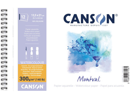 CANSON Album papier aquarelle 'Montval', 135 x 210 mm, 300 g