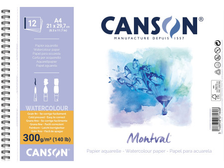 CANSON Album papier aquarelle 'Montval', 210 x 297 mm, 300 g