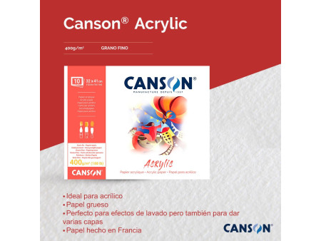 CANSON Bloc papier dessin 'Acrylic', 180 x 240 mm, 400 g/m2