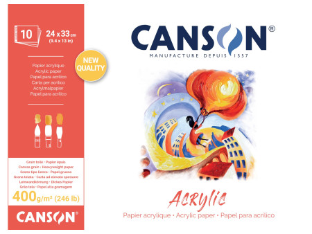 CANSON Bloc papier dessin 'Acrylic', 240 x 330 mm, 400 g/m2