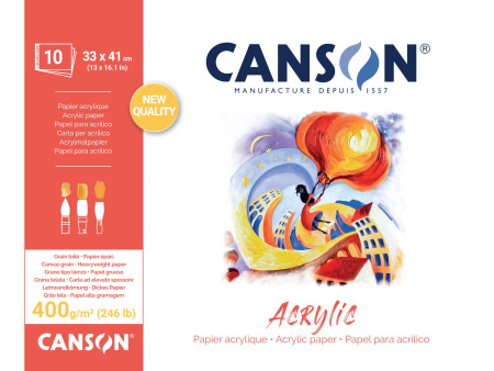 CANSON Bloc papier dessin 'Acrylic', 330 x 410 mm, 400 g/m2