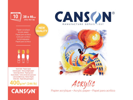 CANSON Bloc papier dessin 'Acrylic', 380 x 460 mm, 400 g/m2