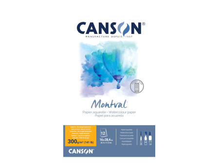CANSON Bloc papier aquarelle 'Montval', 160 x 284 mm