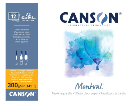 CANSON Bloc papier aquarelle 'Montval', 420 x 594 mm