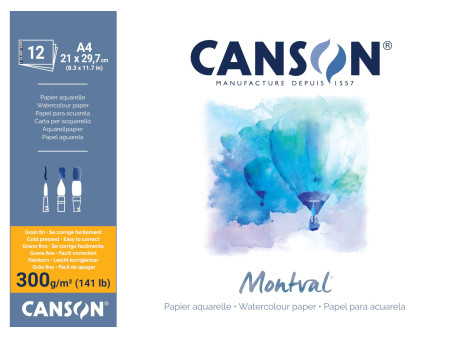 CANSON Bloc papier aquarelle 'Montval', 210 x 297 mm