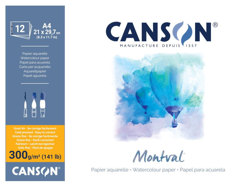CANSON Bloc papier aquarelle 'Montval', 210 x 297 mm