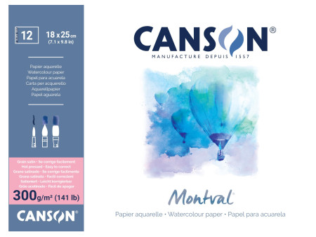 CANSON Bloc papier aquarelle 'Montval', 180 x 250 mm, 300 g