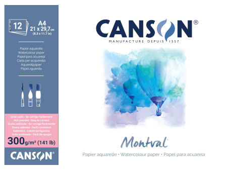 CANSON Bloc de papier aquarelle 'Montval', A4, 300 g/m2