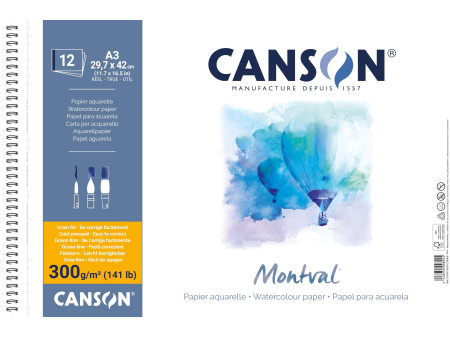 CANSON Album de papier aquarelle 'Montval', A3, 300 g/m2