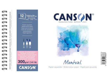 CANSON Album papier aquarelle 'Montval', 135 x 210 mm, 300 g