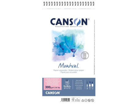 CANSON Album papier aquarelle 'Montval', 160 x 284 mm, 300 g